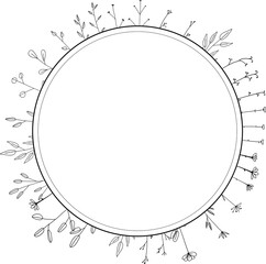 Flower wreath illustration on transparent background.