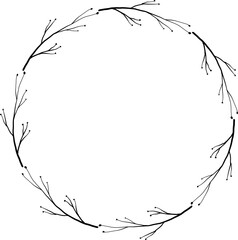 Flower wreath illustration on transparent background.