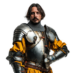 Fototapeta premium medieval knight with sword, cut out - stock png.
