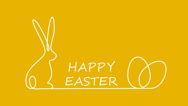 Easter bunny animation, rabitt continous one line hand drawing