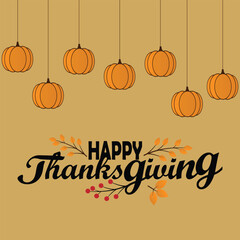 Happy thanksgiving day. Vector banner, greeting card with text Happy thanksgiving day