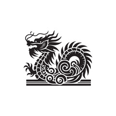 Celestial Majesty Embodied: Exquisite Chinese Dragon Silhouette Portraits Perfect for Stock Enthusiasts - Chinese New Year Silhouette - Chinese Dragon Vector Stock

