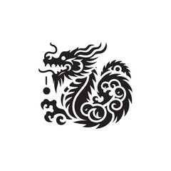Ethereal Beauty Reimagined: Enchanting Chinese Dragon Silhouette Series Crafted for Stock Collections - Chinese New Year Silhouette - Chinese Dragon Vector Stock
