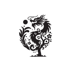 Mystical Elegance Unveiled: A Captivating Collection of Chinese Dragon Silhouette Stock for Enthusiasts - Chinese New Year Silhouette - Chinese Dragon Vector Stock

