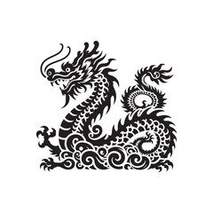 Oriental Majesty Captured: A Mesmerizing Chinese Dragon Silhouette Stock Portfolio - Chinese New Year Silhouette - Chinese Dragon Vector Stock
