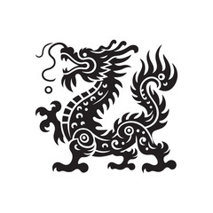 Lunar Legacy Illuminated: Timeless Chinese Dragon Silhouette Stock Images Tailored for Chinese New Year - Chinese New Year Silhouette - Chinese Dragon Vector Stock
