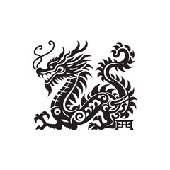 Awe-Inspiring Silhouette Art: Chinese Dragon Silhouette Stock Series Tailored for Your Creative Ventures - Chinese New Year Silhouette - Chinese Dragon Vector Stock
