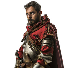 Fototapeta premium medieval knight with sword, cut out - stock png.