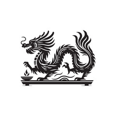 Oriental Fantasy Unleashed: Captivating Chinese Dragon Silhouette for Your Stock Art Needs - Chinese New Year Silhouette - Chinese Dragon Vector Stock
