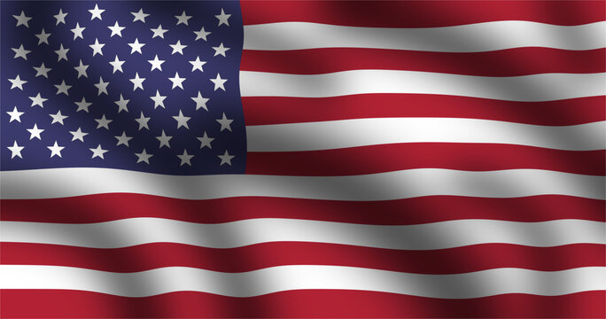 USA flag, US waving flag, American national flag in PNG isolated on transparent background