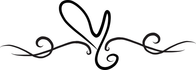 Decorative calligraphic elements for decoration illustration on transparent background.