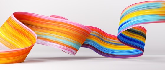 3d rendering. Abstract creative background, volumetric paint smear, multicolored brushstroke. Modern wallpaper. Folded ribbon