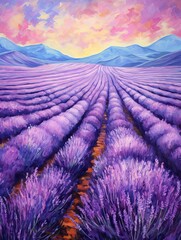 Lavender Fields Serenity: Aromatherapy Wall Art Featuring Tranquil Lavender Landscapes