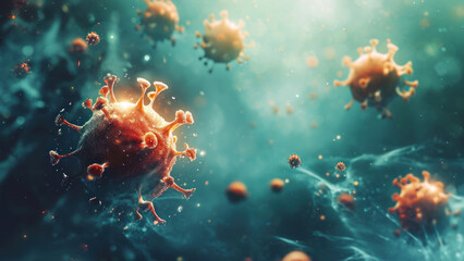 Viruses and pathogens of viral diseases. Microworld. - obrazy, fototapety, plakaty
