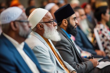 Diverse Religious Leaders Engaged In Respectful Dialogue, Fostering Understanding And Unity