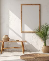 Fototapeta na wymiar Pastel Farmhouse Frame Mockup: Scandinavian Interior Design Concept