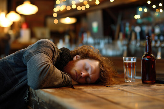 Inebriated Individual Falls Asleep On Table