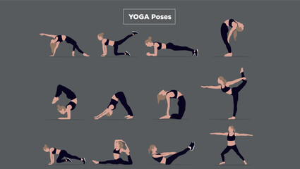 Set of Yoga Poses Illustration