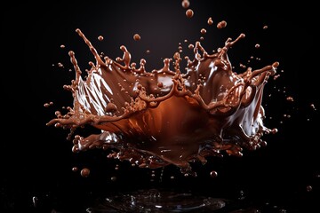 Splashes of chocolate on a dark background