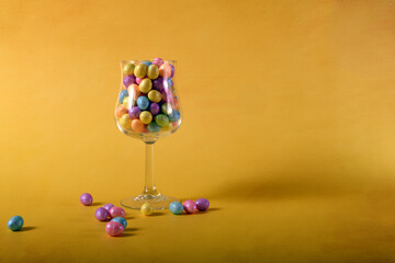 Colorful Eggs in a Glass