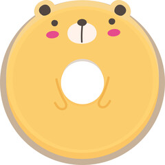 Cute cartoon donut illustration on transparent background.