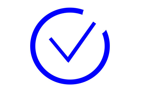 blue circle with a blue check mark on a white background,