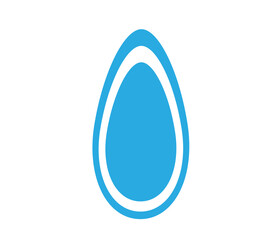 a blue drop with a white outline on a white background is large