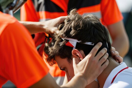 Soccer Player Receives Medical Attention For Head Injury