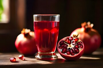pomegranate juice and pomegranate - obrazy, fototapety, plakaty