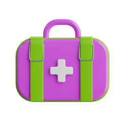 3D First Aid Kit Model Keeping Supplies Ready for Action. 3d illustration, 3d element, 3d rendering. 3d visualization isolated on a transparent background