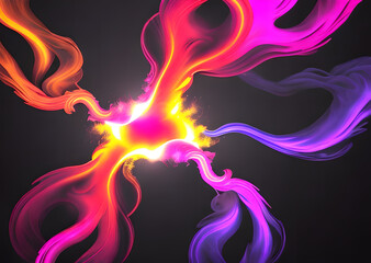 Fire sparkles on a black background. Abstract waves of colors, graceful shapes, banners of different colors. colorful burning fire background.Generative AI	