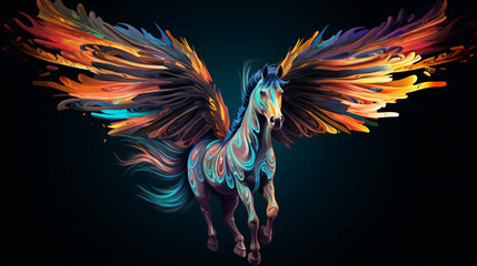 Fototapeta na wymiar Pegasus animal abstract stallion wallpaper