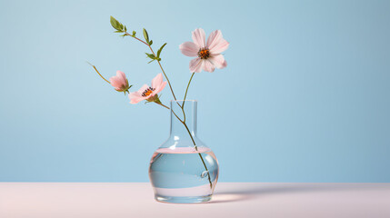 Fototapeta na wymiar Pink flower in vase. Blossomed floral stem