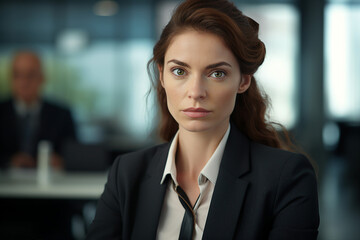 Fototapeta premium AI generated photo of successful business person leader isolated on office background