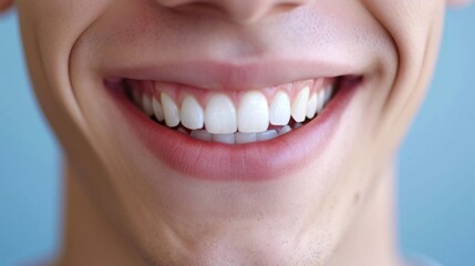 Obraz premium Closeup smile with beautiful teeth. Man's smile