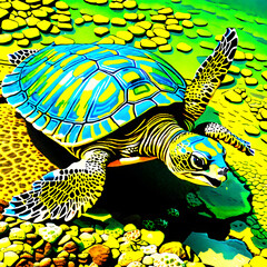 Turtles with shells, AI-generatet