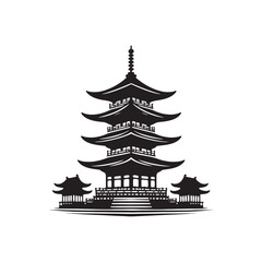 Awe-Inspiring Pagoda Silhouettes Journey: Tailored Stock Series - Chinese Pagoda Vector Stock - Chinese New Year Silhouette
