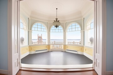 interior shot of a belvedere with panoramic windows in an italianate residence - obrazy, fototapety, plakaty