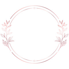 Fototapeta na wymiar Rose gold floral circle line frame border