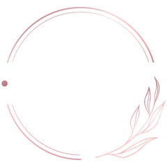 Rose gold floral circle line frame border