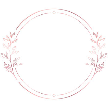 Rose gold floral circle line frame border