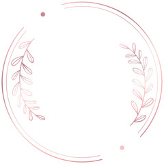 Rose gold floral circle line frame border