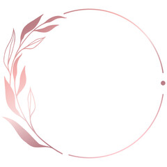 Rose gold floral circle line frame border