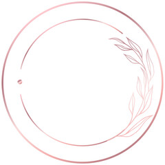Rose gold floral circle line frame border