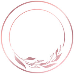 Rose gold floral circle line frame border