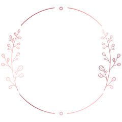 Rose gold floral circle line frame border