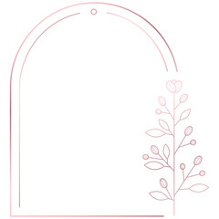 Rose gold floral circle line frame border