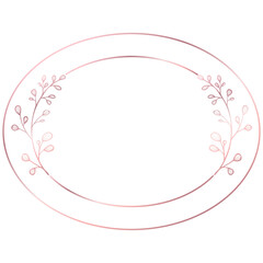 Rose gold floral circle line frame border