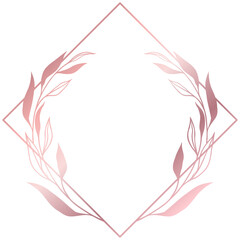 Rose gold floral circle line frame border