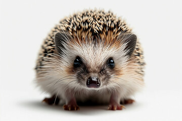 Prickly Cute: A Hedgehog on a White Background, Showcasing Its Unique Texture and Endearing Charm